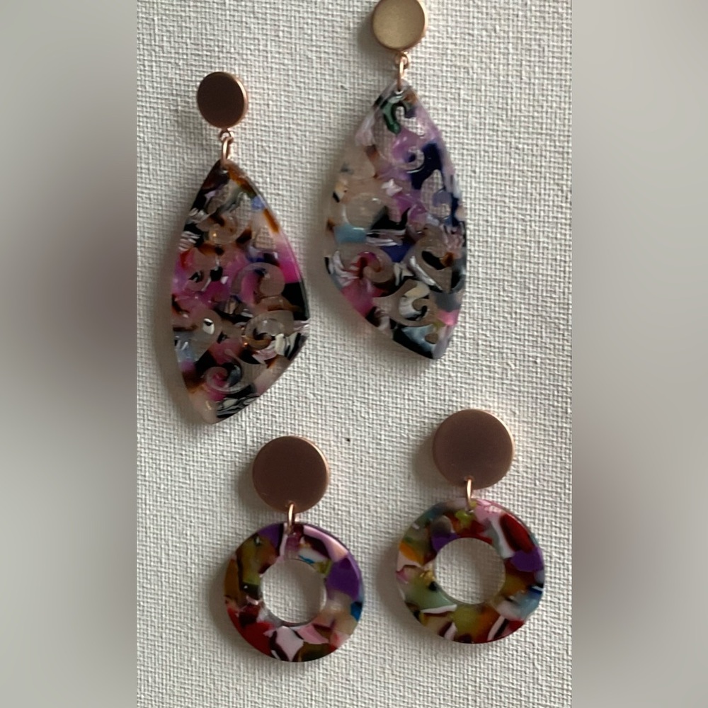 Multicolor Statement Earrings Set. Pierced Earrin… - image 3